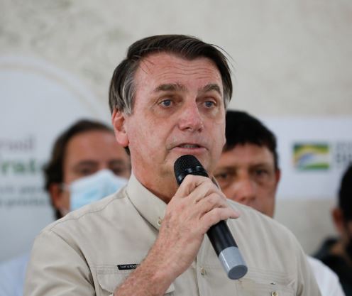 O presidente da República, Jair Bolsonaro, durante coletiva 